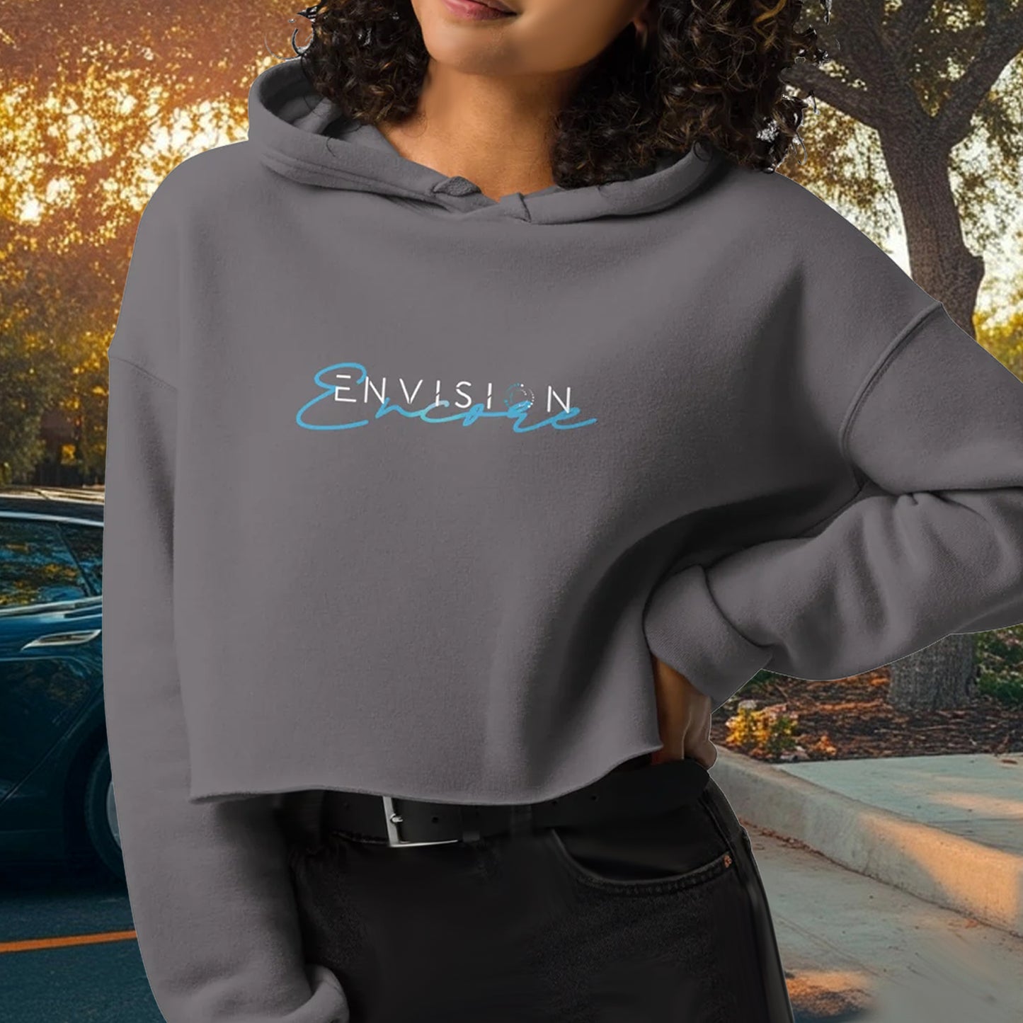 Envision Encore Dignature Women's Gray Crop Hoodie